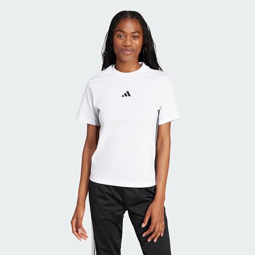 adidas Damen Essentials 3-Stripes Cotton T-Shirt, White/Black, M