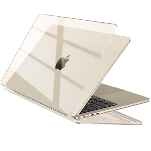 Image of EooCoo Case Compatible with MacBook Air 13 inch M5 2026-2022 M4 M3 M2 A3449 A3240 A3113 A2681, Crystal Hard Shell Scratch Resistant Protective Cover for Mac Air 13.6 inch, Starlight