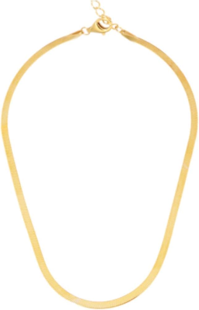 Collier en Argent Sterling S925 plaqué Or maille chevron délicate pour femme
