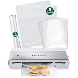 FoodSaver Compact Vacuum Sealer Machine with Airtight Bags and Roll - Ideal for Sous Vide and Airtight Food Storage, White