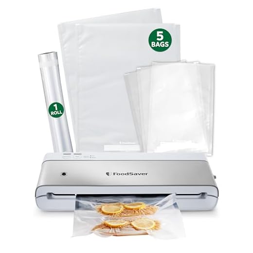 FoodSaver Compact Vacuum Sealer Machine with Sealer Bags and Roll for Airtight Food Storage and Sous Vide, White