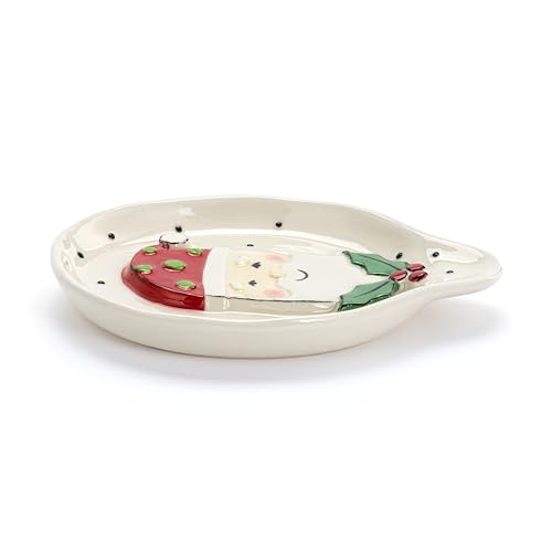 Demdaco 2020240205 Heartful Home Holiday White, Red, Green 4.5 X 6 Inch Stoneware Polka Dot Christmas Décor Kitchen Counter Top Spoon Rest thumb #1