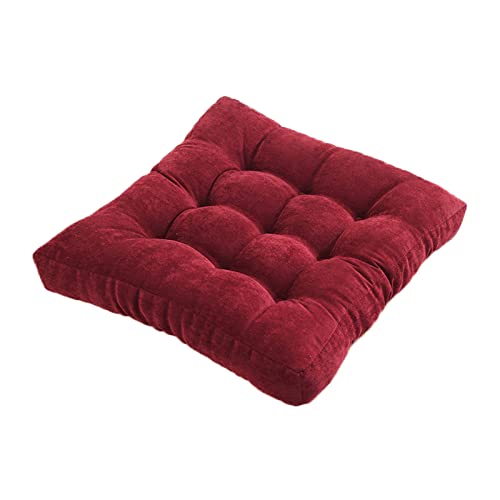JLWM Sitzkissen Cord Einfarbig, Japanisch-Stil Sitzauflage Mit Riemen Samt Für Fußboden Erkerfenster Stuhlkissen Verdicken Platz-rot-40x40cm Cover