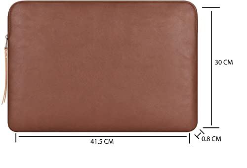Image of CONTACTS Faux Leather Laptop Sleeve Compatible with 16 Inch MacBook Pro 2019-2020- Zero Movement + Water-Resistant + No Scratches by Zipper - Tan-New