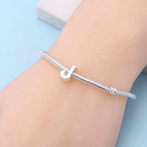 Miniatura 5 de Dijes de plata de ley 925 con letras del alfabeto que se ajustan a pulseras estilo Pandora, cuentas iniciales de la A a la Z para esposa, mamá,