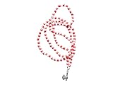 Gifts by Lulee, LLC Santeria Collection Chango Shango Olufina Kake Kabiosile Collar de Cuentas de Cristal Rojas y Blancas con varios colgante de plata anodizada (HACHA)
