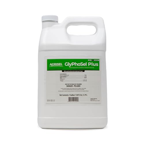 Agrisel GlyPhoSel Plus Weed Killer, Post Emergent, Long-Lasting Action, Eliminates Tough Weeds from Leaf to Root, for Non-Crop Areas, Pet Safe, 128 Ounces