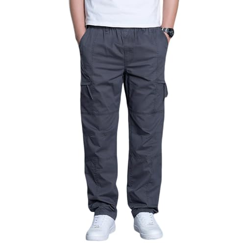 Men's Casual Cargo Pants Elastic Waist Plus Size Straight Leg Loose Fit Comfortable Outdoor Sports Pants