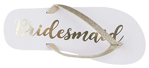 Capelli New York Ladies Glitter And Foil Bridesmaid Flip Flops Gold 8 #TOP3