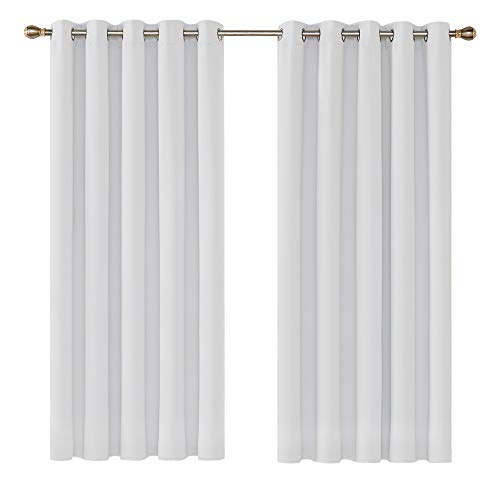 Deconovo Cortinas de Salon Habitacion para Ventanas Modernas Suaves 2 Piezas 168 x 183 cm Gris Blanco