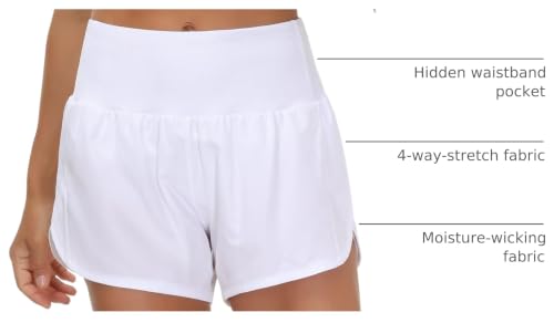 Image of THE GYM PEOPLE Womens High Waisted Running Shorts Quick Dry Athletic Workout Shorts with Mesh Liner Zipper Pockets