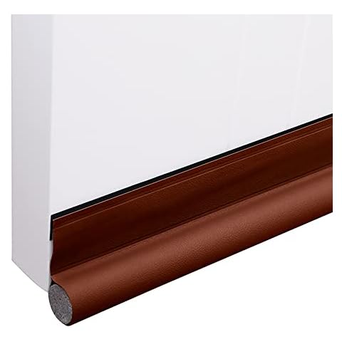 Loozykit Door Draught Excluder Adhesive Door Bottom Seal Soundproof Door Seal Strip Weather Stripping Draft Stopper Dust Sweep Cold Excluder Cuttable Foam Insulation(One Side-Brown) Cover