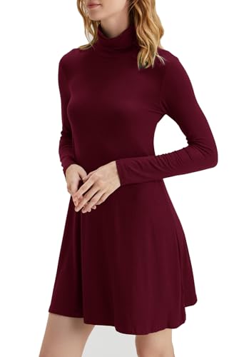 Image of KEEDONE Women's Long Sleeve Turtleneck Casual Loose T-Shirt Dresses