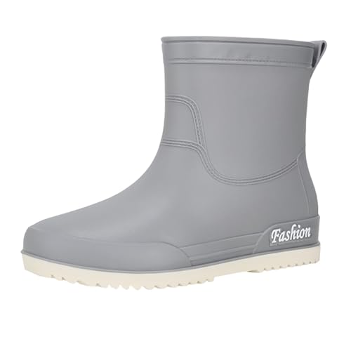 Gummistiefel Damen，Mode Bequeme Schlupfschuhe，Wasserdicht Halbhoch Regenstiefel，Winddicht Abriebfest Arbeitsschuhe，Rutschfester Angelstiefel，Outdoor Schlamm Garten Regenstiefel