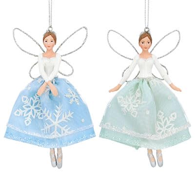Gisela GrahamBlue & Green Fairy Ballerina Christmas Decorations - set of two