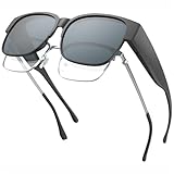 LianSan Polarized Over Glasses Sunglasses for Women Men - Warp Around Fit Over Sunglasses with UV Protection Fit Over Shades(Black Frame/Black Lenses)