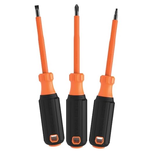 Klein Tools 85073INS Insulated Screwdriver Set, Made in USA, features 1000V Phillips, Slotted and Square Tips, Cushion Grip Handles, 3-Piece