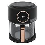 3.81Qt 360° Viewable Glass Air Fryer, 1200W Glass Air Fryer with Digital Display,8-in-1 Smart Compact Airfryer 176℉-392℉ Adjustable Temperature,Dishwasher Safe Non-Stick Basket (Black)