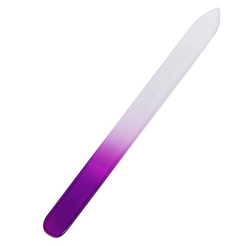 Purple Lavender Glass Nail File Durable Case 5.5inch