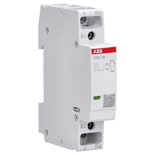 ABB ESB20-11N-06 Installationsschütz (Öffner) 20 A 1 NO + 1 NC 230 V AC/DC 2-polig 18 mm für DIN-Hutschiene geräuscharm 1SBE121111R0611