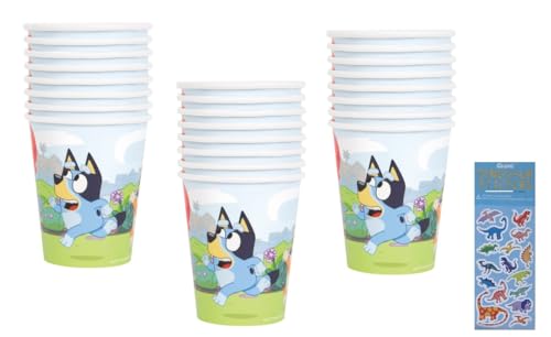 Bluey Birthday Party Supplies Bundle includes 24 Paper Cups 9oz a...