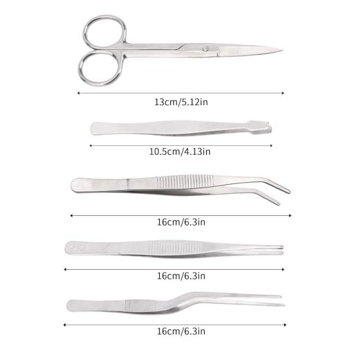 Set de 5 pinzas y tijeras de jardinería de acero inox miniatura 2