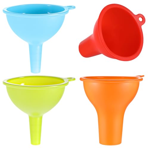 4Pcs Funnels for Kitchen Use Filling Bottles Silicone Wide Mouth Funnel Two Size Flexible Condiment Funnels Kitchen Gadgets Accessories 1/0.5 Inch Wide Mouth