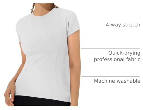 Image of Loovoo Women Workout Shirts, 1 /2 /3 Pack Short Sleeve Compression Tee | Tight Fit Gym Basic Tops, Athletic Quick Dry Crew Neck 4-Way Stretch, Flat Seams Ideal for Yoga, Gym, Running and Daily Wear