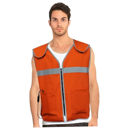 Gilet de refroidissement orange réglable pour éviter le coup de chaleur sur les chantiers - 3