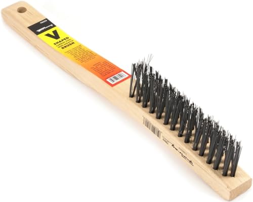 Image of Forney 70522 V-Groove Carbon Steel Wire Brush, with Wood Handle, 13-3 /4-Inch-by-.014-Inch