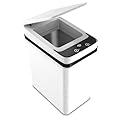 Pure Flower Home 12L Small Automatic Trash Can with Lid, Waterproof Touchless Motion Sensor Waste Bin for Bathroom, Bedroom, Office (White)
