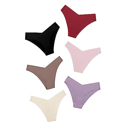 Image of DEANGELMON Women Seamless Bikini Cheeky Underwear Invisible No Show Panties V-Waist Hipster Ladies Soft Stretch Multi Pack