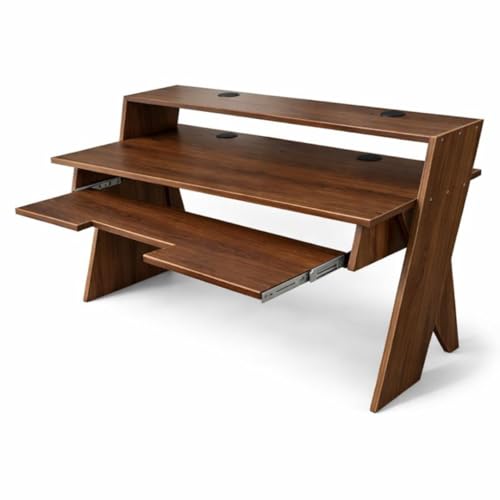 Image of Timber Acoustics StudioPad Mini Music Production Desk for Studio | Professional Music Producer Table for PC, MIDI Keyboard & Audio Setup (3.5' x 2.5') (Brown Oak)