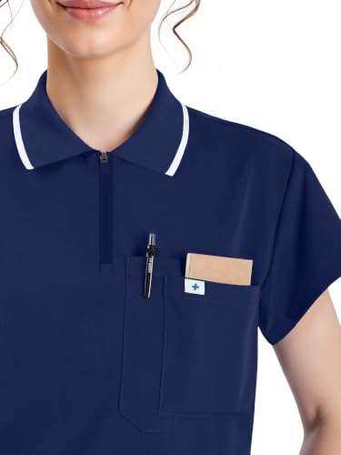 Image of Scrubs for Women, Short Length Zip Polo & Straight Pant 8 Pockets