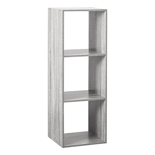 5five - Étagère Colonne Modulable Mix'n'Modul - Effet Chêne Gris, 3 Cases, H 100,5 cm - Meuble de Rangement pour Salon, Chambre, Bureau