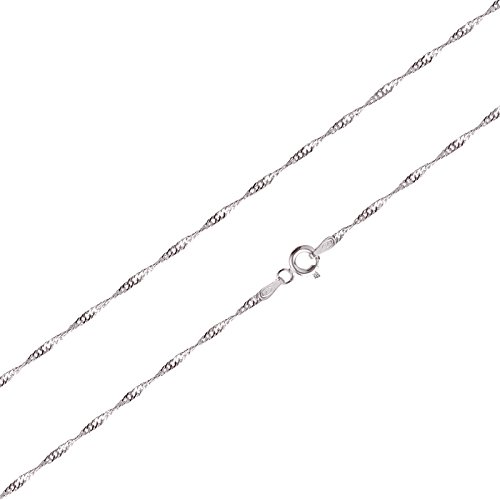 Preisvergleich Produktbild Singapurkette 925 Silber Rhodium Halskette aus Sterlingsilber rhodiniert gedreht 45cm