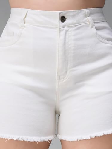 Image of Miss Chase A+ Women's Regular High Rise Mild Distress Regular Denim Skorts