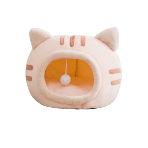 SIzlaho 猫 ドームハウス 猫はうす ドーム 屋外 猫ハウス ドーム型 猫 ベッドドーム 小型犬 猫用 犬猫兼用 暖かい ふわふわ 折りたたみ式寝マット マット クッション 保温防寒 猫犬小動物用 室内用厚み 冬 寒さ対策 可愛い おしゃれ (ピンク