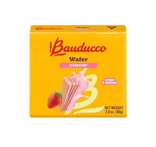 Image of Bauducco Wafer Cookies, Strawberry, 28 oz (Pack of 10) - Crispy Layered Wafers with Rich Strawberry Cream Filling - Indulgent Sweet Snacks, Desserts & Treats - Individually Wrapped