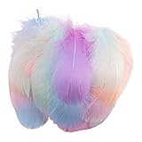 SUNCN 300個 グースフェザー オーストリッチフェザー カラフルなオトリッチ ホーム装飾 DIYクラフト パーティー ウェディングデコレーション(カルなマカロン)