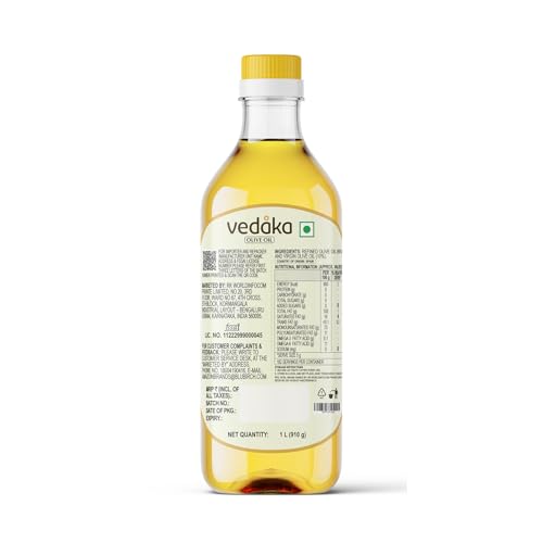 Image of Amazon Brand - Vedaka Olive Oil| for Indian Cooking | 1 L | Ideal for Frying, Roasting, Sauteing | Extra Light |Neutral Flavour