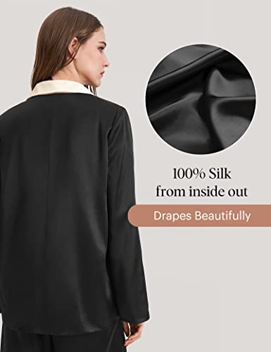 LilySilk Womens Silk Blazer Jacket 22 Momme Charmeuse Silk Suit Top3