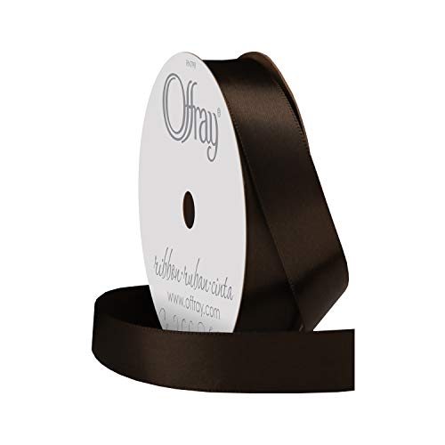 Image of Offray Berwick 5 /8 inch Single Face Satin Ribbon, Brown, 6 Yds