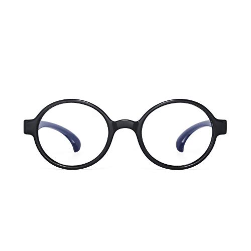 Kinder Blaues Licht blockiert Brillen Kids Runden Anti-Augen-Belastung Gläser für Computer, Telefone, TV, Video Gaming Mädchen Jungen Schwarz