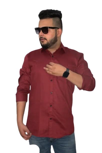 Image of Men's Cotton Casual Shirt, Brown, Full Sleeves, Regular Fit