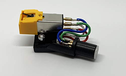 Pfanstiehl Headshell, Yellow Conical mount cartridge, needle, stylus for DENON DP-30L, DP-35F, DP-37F, DP-45F, DP-47F, DP-51F, DP-52F, DP-23F