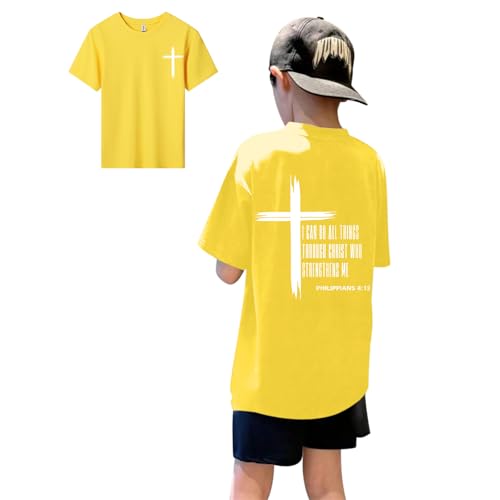Image of KEEVICI Boys Christian Graphic Tees God Jesus Shirts for Kids Cross Faith Bible Verse Inspirational Religious Cotton T Shirt