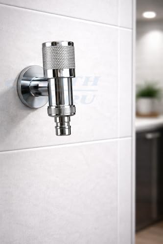 Image of BATH GURU (Grass) Washing Machine Nozzle Tap | Zinc Body Washing Machine Inlet Faucet Chrome Finish | Universal Water Inlet Valve Plastic Handle | Wall Mounted Tap for Fully Automatic Washing Machines
