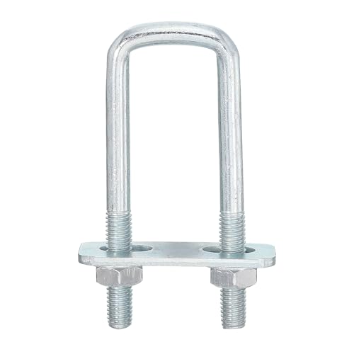 Image of uxcell Square U-Bolts, 8 Sets 25mm Inner Width 90mm Length M8 Zinc-Plated Carbon Steel U Clamp Bolt with Nuts and Plates, for Boat Trailer
