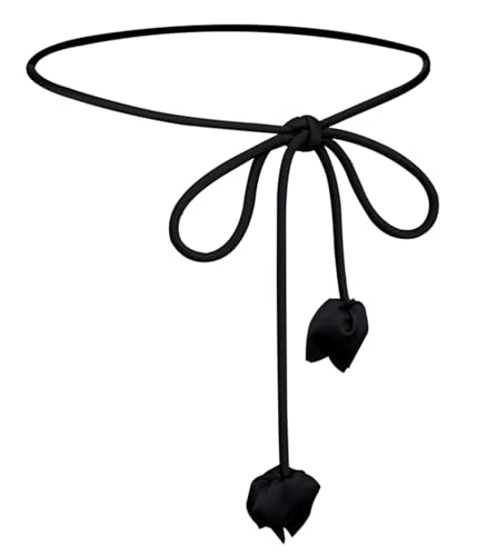 Women's Boh Satin Cloth Flower Belt, Skinny Thin Waist Belt for Dress Skirt Pants Sweater Belt